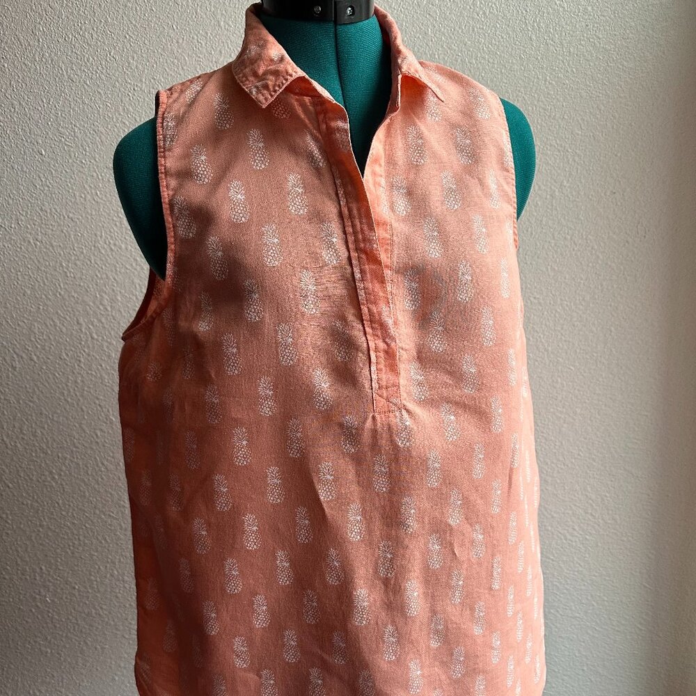 J.Crew  Sleeveless Linen-Cotton Popover Tunic Size M